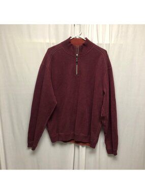 Tommy Bahama Reversible Pullover Sweater Mens Size Large Cotton Maroon